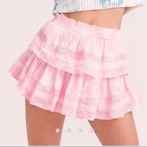 Love Shack Fancy: Ruffle Mini Skirt - Island Pink Hand Dye